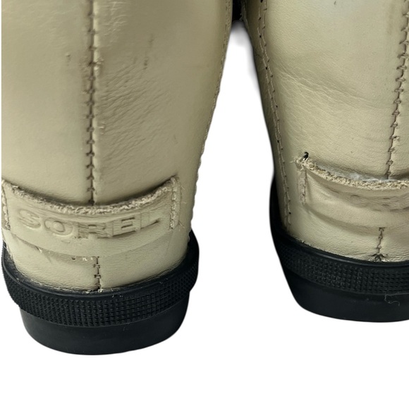 Sorel Joan of Arctic Chelsea Wedge Ankle Boot Camel Brown White Sz 8.5 - Picture 7 of 10